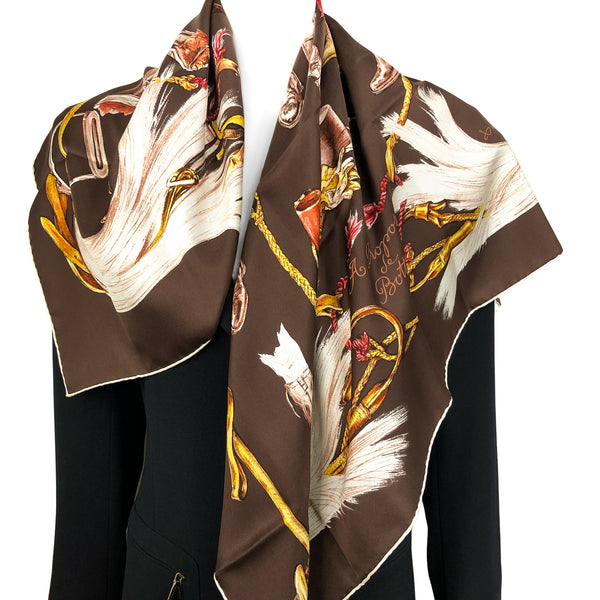 A Propos de Bottes Hermes Scarf by Xavier de Poret 90cm Silk Twill 