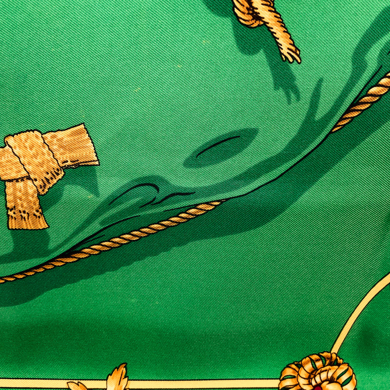 Clips Hermes Scarf by Rybal 90cm Silk Twill Parakeet Green Col.