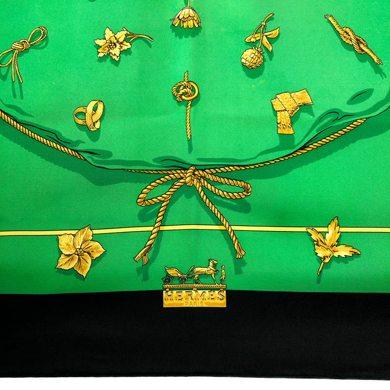 Clips Hermes Scarf by Rybal 90cm Silk Twill Parakeet Green Col.
