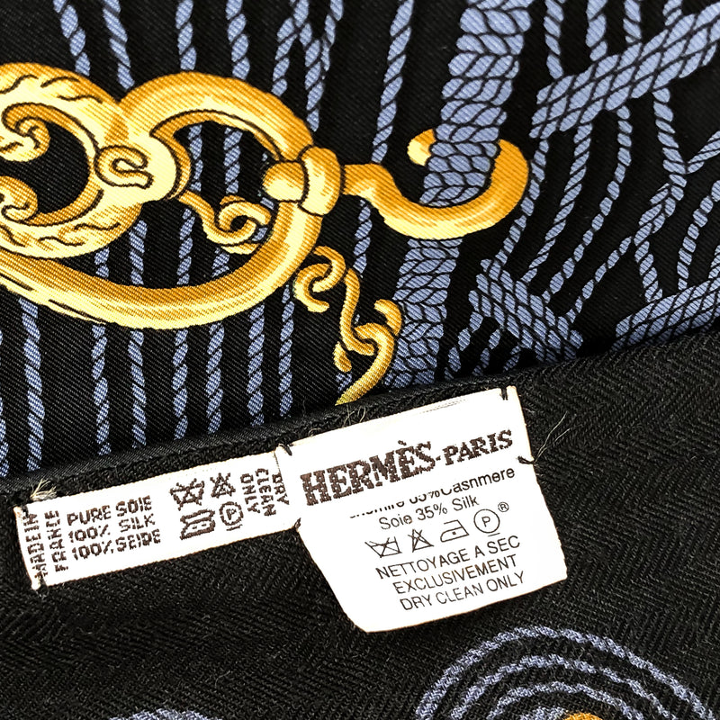 Mors et Gourmettes Hermes Reversible Silk Shawl by Henri d'Origny | Extremely RARE