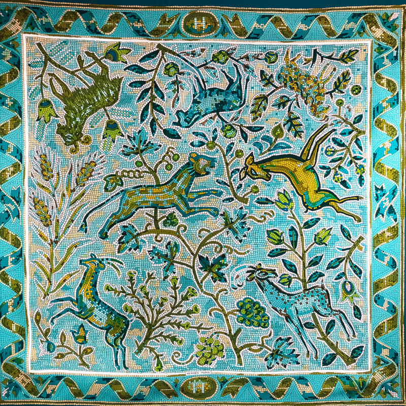 Pavement Hermes Scarf by Maurice Tranchant 90cm Silk Twill | Rare Teal