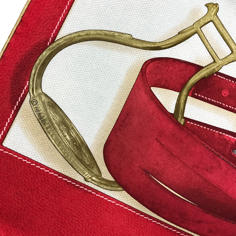 Projets Carres Hermes Scarf by Henri d'Origny 90cm Silk Twill Red