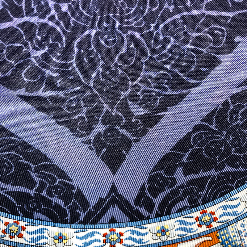 Siam Hermes Scarf by Rybal 90 cm Silk Twill | Blue | Highly Sought After