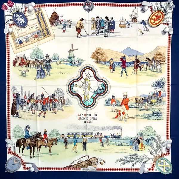 The Royal and Ancient Game of Golf Hermes Scarf by Ledoux 90 cm Silk Twill