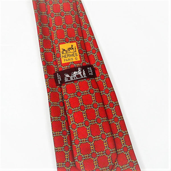 Hermes Ropes & Rings Silk Twill Tie Navy Blue Red 668 OA