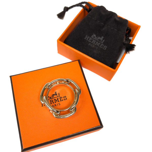Hermes Scarf Ring Chaine D'Ancre Gold Tone with Box – Carre de Paris