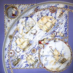 Fregates Magnifiques Hermes silk scarf (100% silk) - Lilac & Purple Col.