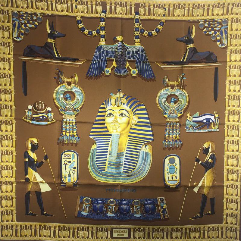 Tutankhamun Hermes Silk Scarf in lovely brown