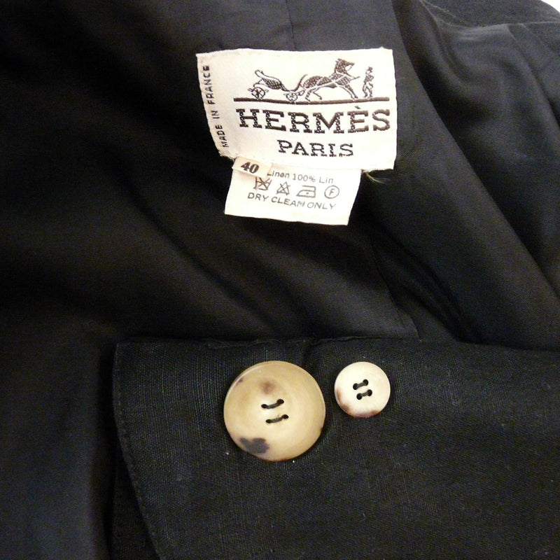 Hermes Black Linen Blazer tag