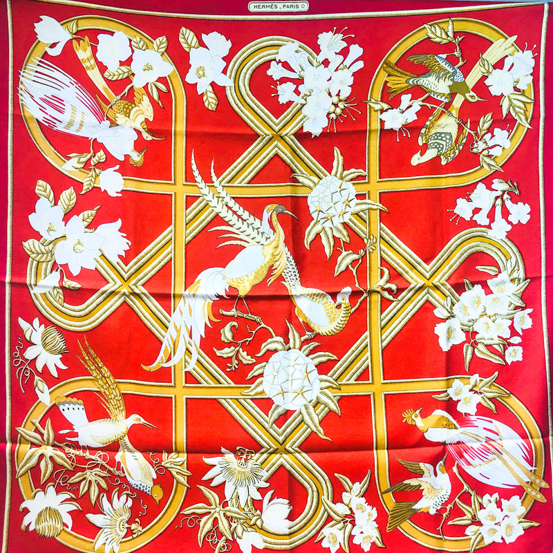 Caraibes Hermes Silk Scarf Early Red Colorway