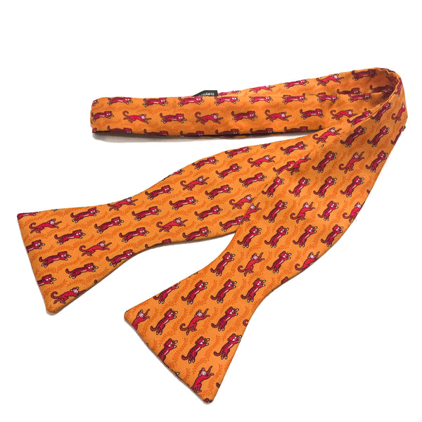 Hermes Silk Bow Tie Orange adjustable