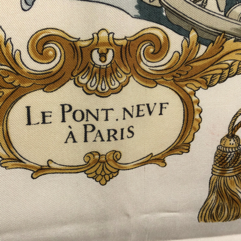 Le Pont Neuf a Paris Hermes Scarf by Philippe Ledoux 90 cm Silk GRAIL Ocher