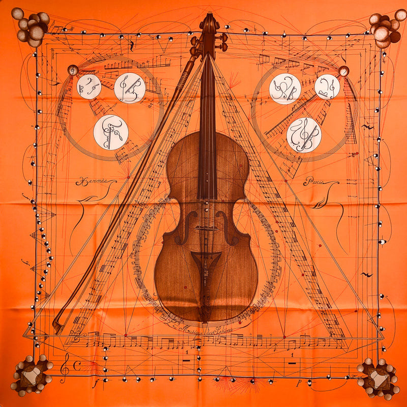 La Musique Des Spheres Hermes Scarf by Zoe Pauwels Orange