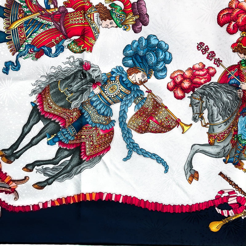 Les Fetes du Roi Soleil Hermes Scarf by Michel Duchene 90 cm Silk Fireworks Jacquard