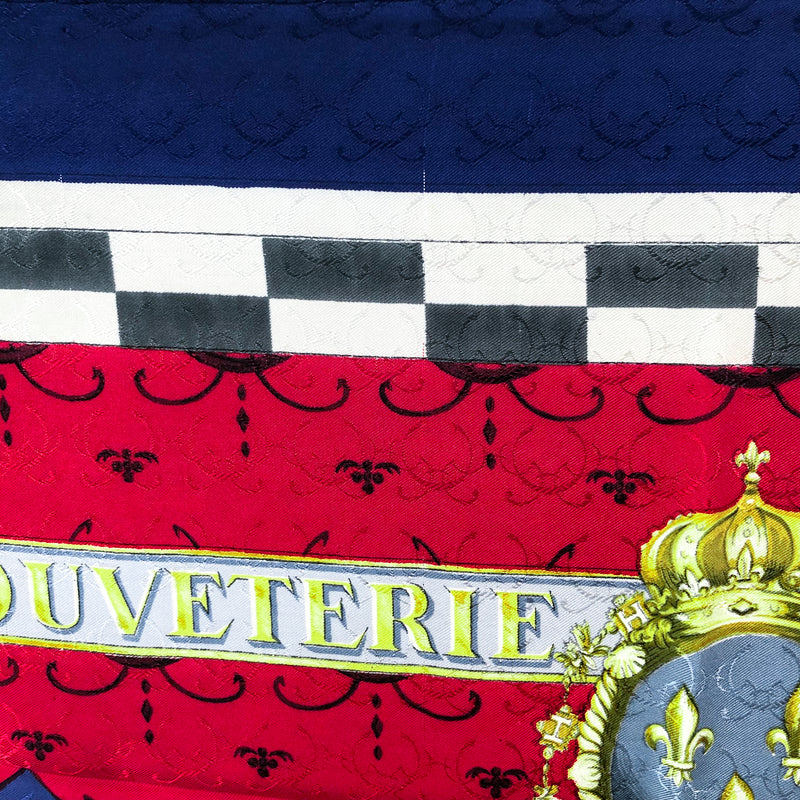 Louveterie Royale Hermes silk jacquard scarf close up