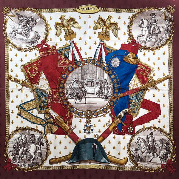 Napoleon Hermes Scarf by Philippe Ledoux 90 cm Silk Bee Jacquard Early Issue