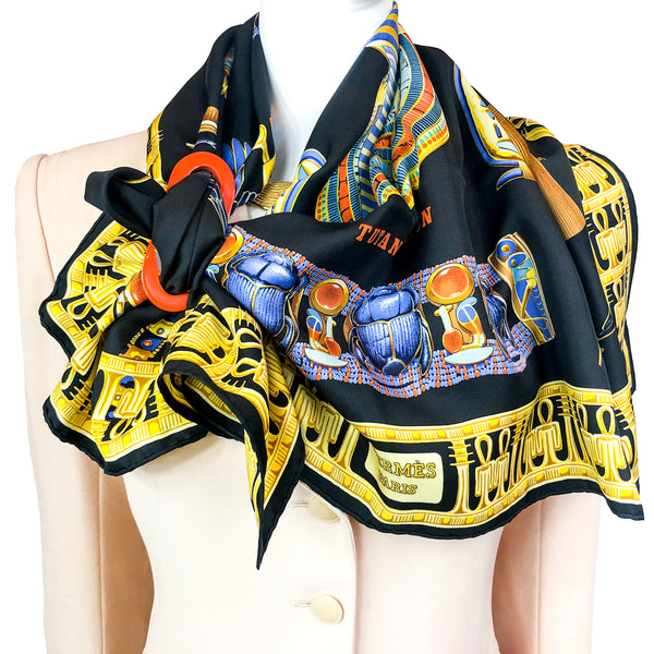 Tutankhamun Hermes Silk Scarf with one of ours scarf rings