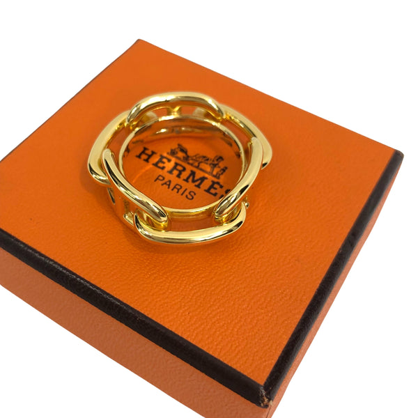 Hermès Gold and Red Lizard Cadenas Charm Scarf Ring - Ann's
