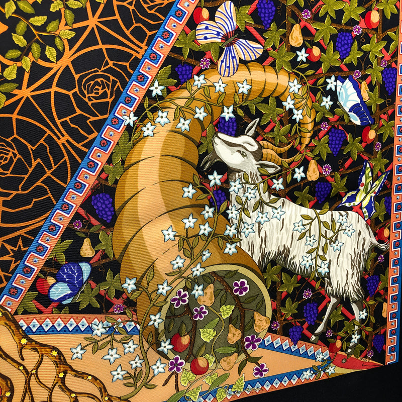 Axis Mundi Hermes Scarf by Christine Henry 90cm Silk Twill | Black Col. w/Box