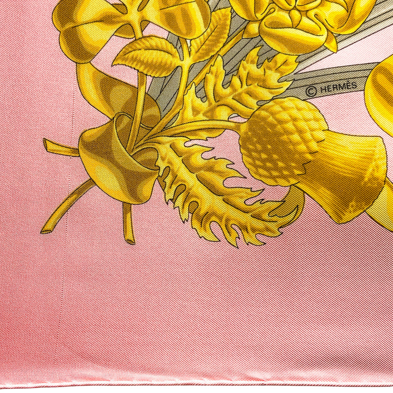 British Heraldry Hermes Scarf by Rybal 90 cm Silk Twill Pink Colorway