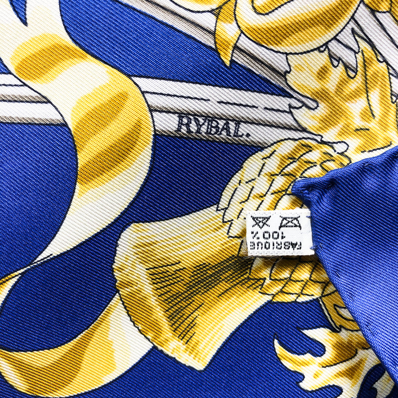 British Heraldry "Ich Dien" Hermes Scarf by Rybal 90cm Silk Twill Limited Edition | RARE