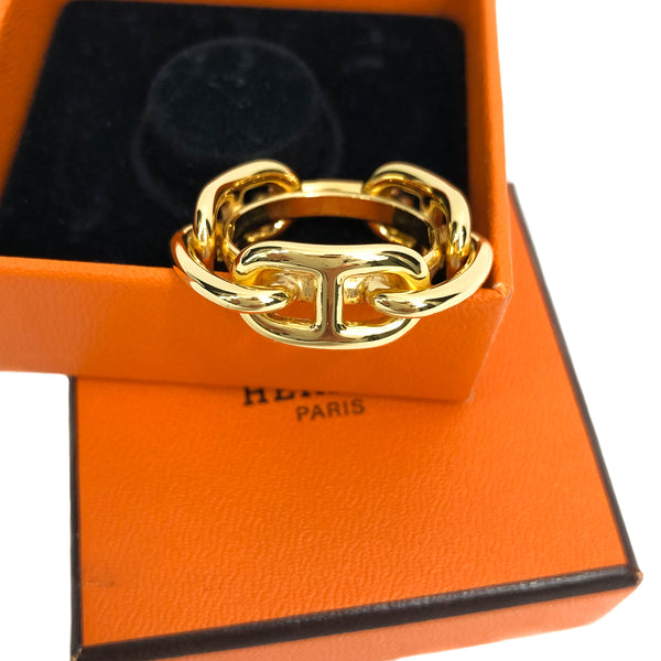 HERMES Chaine D'ancre Scarf Ring Brown Pendant Top