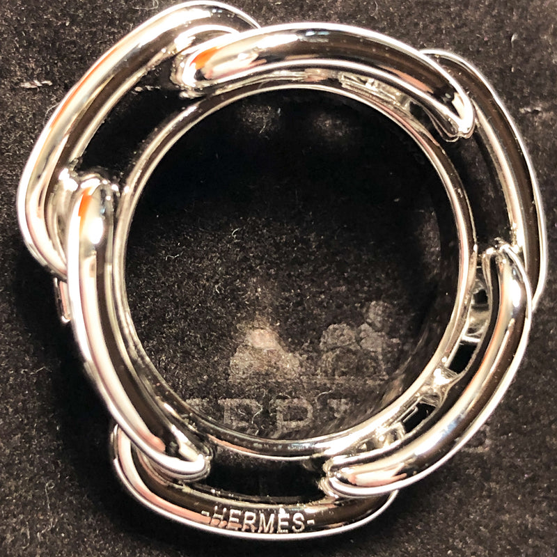 Regate Scarf 90 Hermes Scarf Ring  | Chaine D’Ancre Silver Tone w/Box