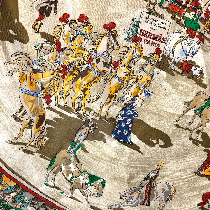 Le Cirque Molier Hermes Scarf by Philippe Dumas 90 cm Silk Scarf | Red