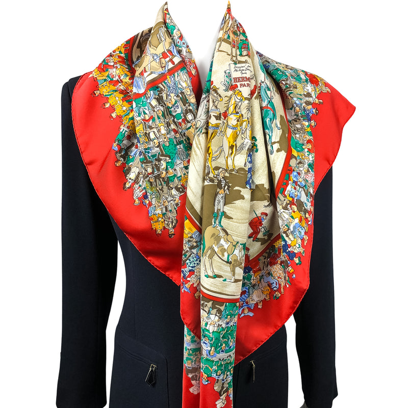 Le Cirque Molier Hermes Scarf by Philippe Dumas 90 cm Silk Scarf | Red