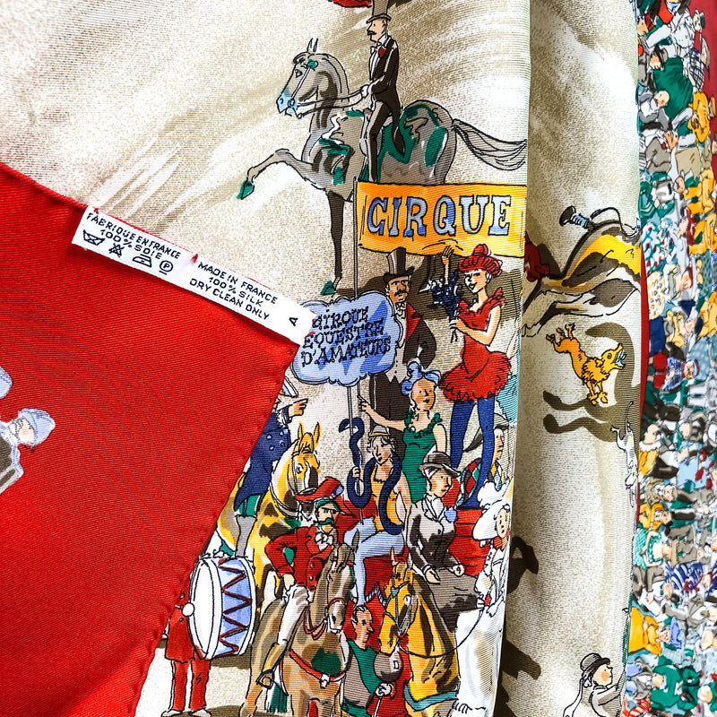 Le Cirque Molier Hermes Scarf by Philippe Dumas 90 cm Silk Scarf | Red