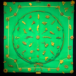 Clips Hermes Scarf by Rybal 90cm Silk Twill Parakeet Green Col.