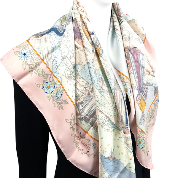 Coiffes Normandes Hermes Silk Scarf by Zoe Pauwels | Pink