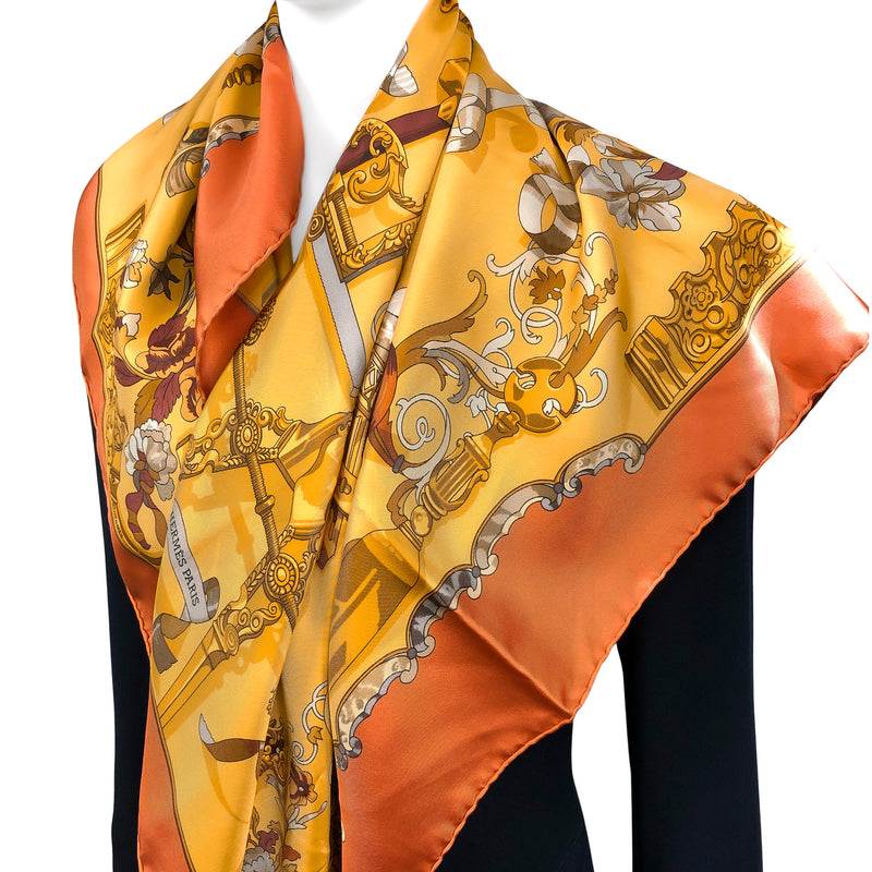 Copeaux Hermes Scarf by Caty Latham 90 CM Silk Twill