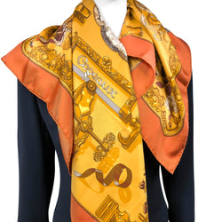 Copeaux Hermes Scarf by Caty Latham 90 CM Silk Twill