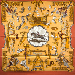 Copeaux Hermes Scarf by Caty Latham 90 CM Silk Twill