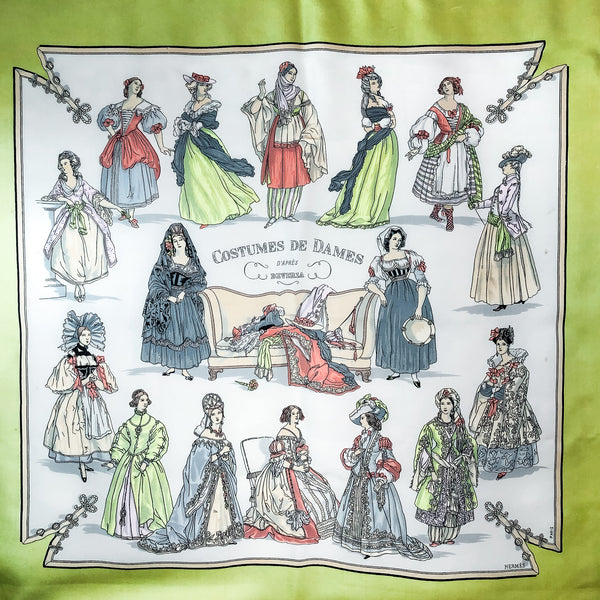 Costumes de Dames Hermes Scarf by Hugo Grygkar 90cm Silk Twill Early Issue | Rare