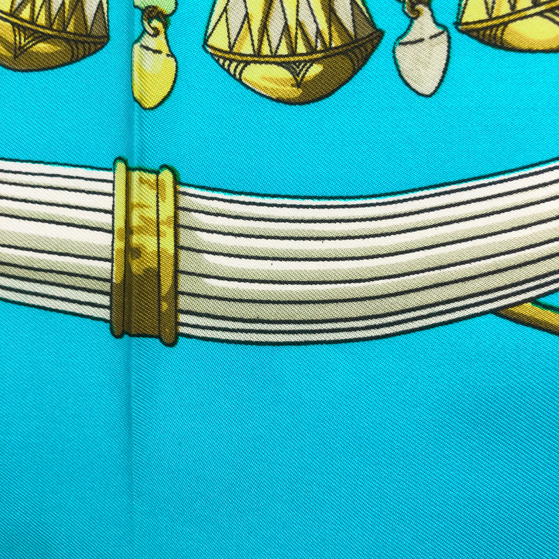 Egypte Hermes Scarf by Caty Latham 90 cm Silk Twill Early Vintage | Turquoise
