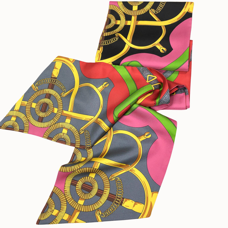 Eperon d'Or Remix Hermes Maxi Silk Twilly Scarf | Reversible Shawl