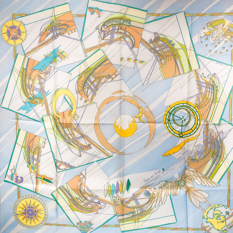 Face Au Large Hermes Scarf by Dominik Jarlegant 90cm Silk Twill