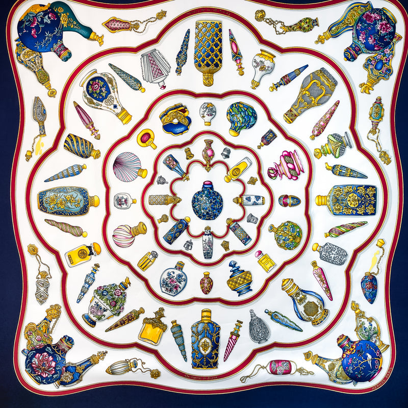 Flacons Hermes Scarf by Catherine Baschet 90cm Silk Twill