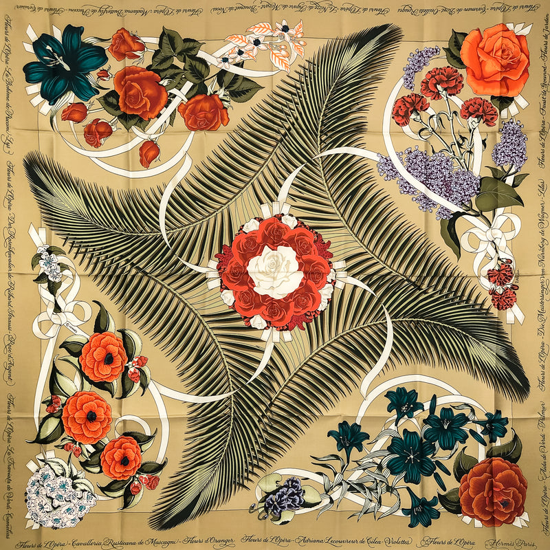 Fleurs de L'Opera Hermès Scarf by Julia Abadie 90 cm Silk MIB