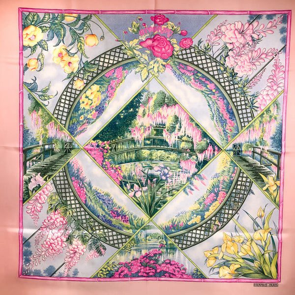Giverny Hermes Scarf by Toutsy 90cm Silk Twill | Pink