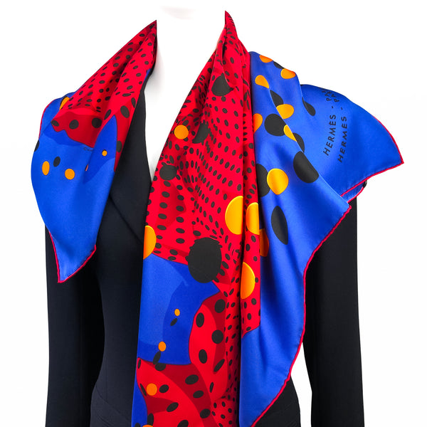 Hola Flamenca Hermes Scarf by Dimitri Rybaltchenko 90cm Silk Twill Red | Blue