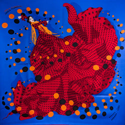 Hola Flamenca Hermes Scarf by Dimitri Rybaltchenko 90cm Silk Twill Red | Blue