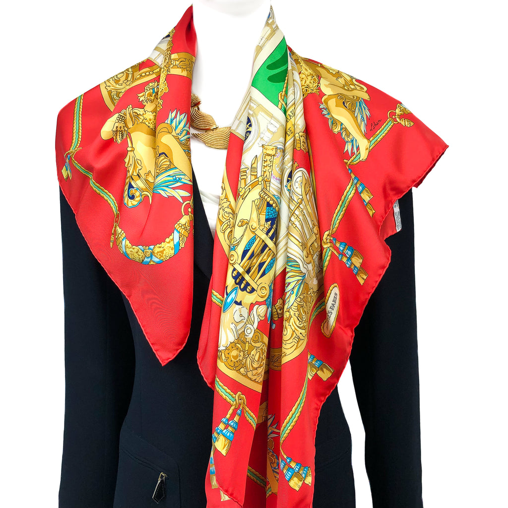 Hommage a Charles Garnier Hermes Silk Scarf Red Col. | Carre de Paris