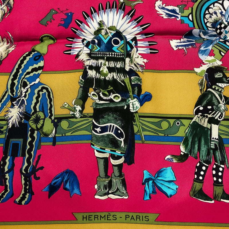 Kachinas Hermes Scarf by Kermit Oliver 90cm Silk Twill | GRAIL