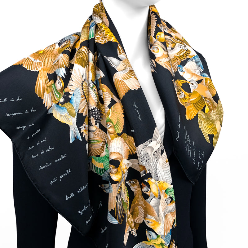 L'Intrus Hermes Scarf by Antoine de Jacquelot 90 cm Silk Twill | Black