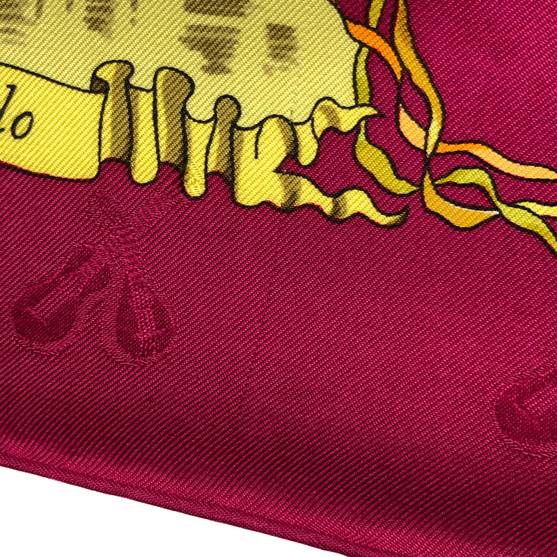 La Comédie Italienne Hermes Scarf by Philippe Ledoux Silk Lute Jacquard GRAIL Raspberry Col.