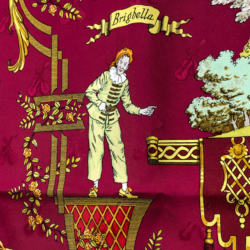 La Comédie Italienne Hermes Scarf by Philippe Ledoux Silk Lute Jacquard GRAIL Raspberry Col.