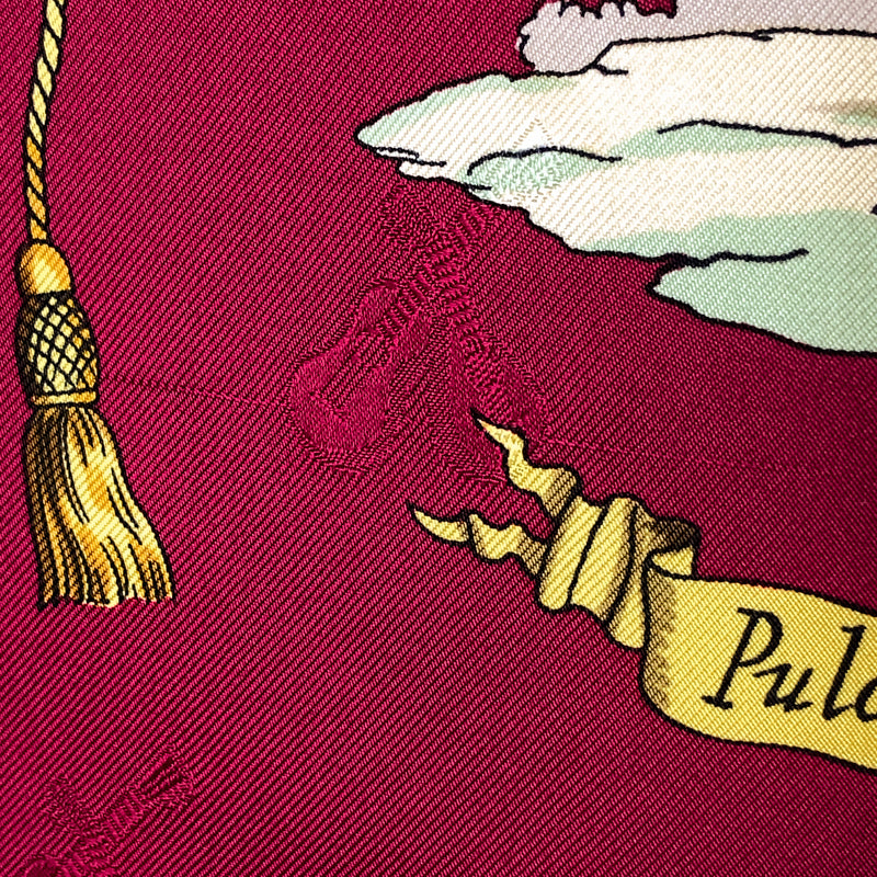 La Comédie Italienne Hermes Scarf by Philippe Ledoux Silk Lute Jacquard GRAIL Raspberry Col.